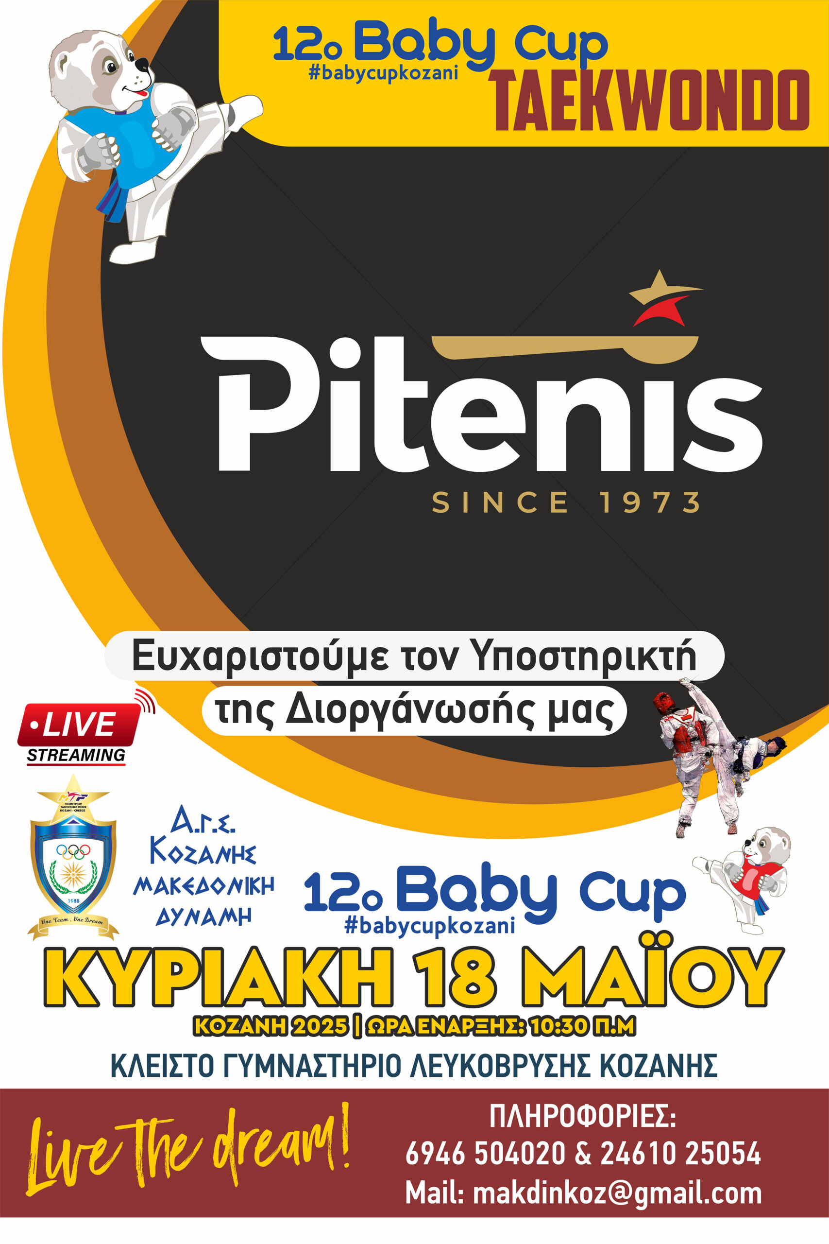 Read more about the article Η Pitenis στηρίζει το 12ο Baby Cup Taekwondo – Στεκόμαστε δίπλα στη νέα γενιά αθλητών